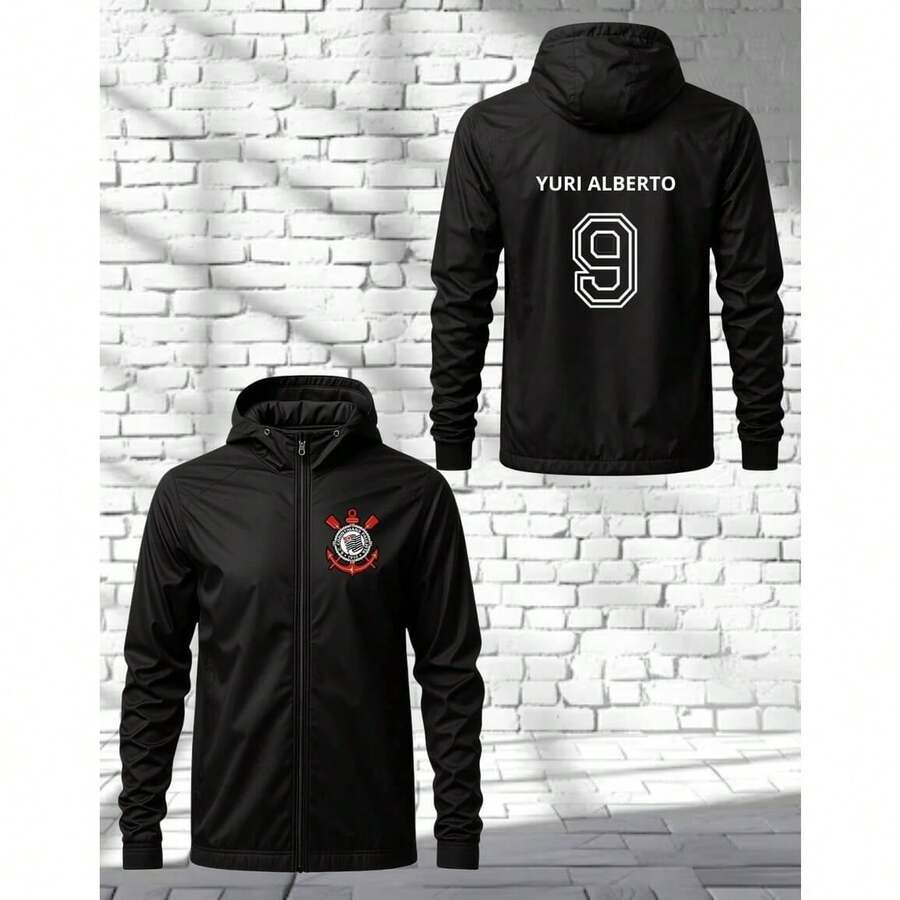 Corinthians Windbreaker Jacket With Number On Back, Waterproof - Black - View 1