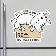 “今天太累了，我受不了了”猫咪磁铁：一只斑点白猫懒洋洋地趴在纸箱上，真实展现了疲惫不堪的状态，以及想要停下来休息的愿望——冰箱贴上的幽默，让人感同身受 - A - 查看 2