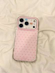 Niche Ins Polka Cute Camera Pattern Phone Compatible With 16/17 Pro/ 15 Pro, Women's Full Coverage Anti-Drop Protective Cover Compatible With 14/13 - White - View 3