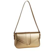 Women's Shoulder Bag With Gold Details. Envelope Bag With Magnetic Closure. - Gold - View 2