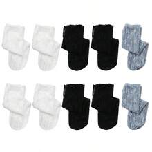 1/5/10双装 女士性感蕾丝花卉时尚超薄透明夏季日系镂空网眼短袜，复古长筒可爱袜子 - 彩色 - 查看 9