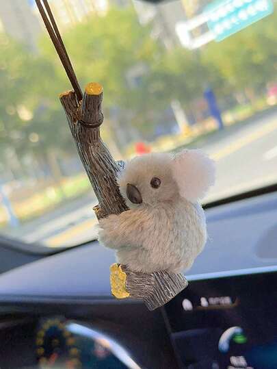 1pc Cute Koala Holding Branch Car Pendant, Creative Decorative Accessory For Women