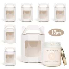 12pcs Small Octagonal Transparent Display Box, White/Pink Optional, Foldable Gift Box With Viewing Window For Glassware, Candles, Dried Flowers, Retail Packaging For Holiday, Birthday, Party - Showcase Box - View 2