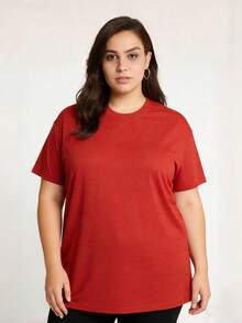 OKP 6-Piece Set Plus Size Women's Casual Crew Neck Short Sleeve T-Shirts - Crew Neck Design, Breathable And Quick-Drying, Perfect For Spring, Summer, Fall, And Winter Wear. Breathable Apparel | Loose-Fit T-Shirts | Solid Colors, Plus Size Shirts - 六件多色 - 查看 2