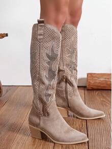 Fashionable Women's Western Boots For Spring And Summer - Khaki - View 2