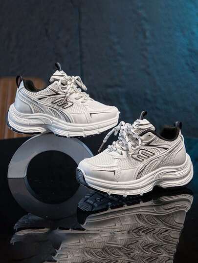 1 Pair Spring New Breathable Mesh Children's Sports Shoes, Girls Lightweight Casual Chunky Sneakers, Boys Anti-Slip Durable Running Shoes,