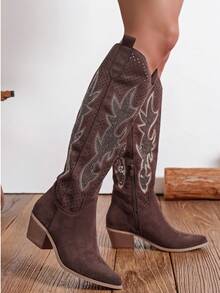 Fashionable Women's Western Boots For Spring And Summer - Brown - View 3
