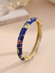 1 件复古风格金色花卉珐琅手镯、金手链、珠宝配饰，适合女孩和女士，日常佩戴和节日礼物 - 彩色 - 查看 25