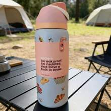 24Oz/32Oz Stainless Steel Water Bottle With Straw For Sports, Travel, And School Sports Water Bottle, Keeps Water Warm For Over 24 Hours, Sealable, Portable, Flip Top, Ideal For Hot And Cold Beverages, Coffee, And Frozen Drinks - Wine glass - 查看 4