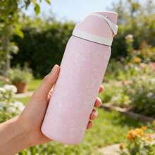 24Oz/32Oz Stainless Steel Water Bottle With Straw For Sports, Travel, And School Sports Water Bottle, Keeps Water Warm For Over 24 Hours, Sealable, Portable, Flip Top, Ideal For Hot And Cold Beverages, Coffee, And Frozen Drinks - Ribbon Toile - View 4