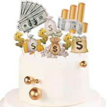 9pcs Cake Decorations, Dollar Happy Birthday Cake Toppers, Money Themed Cake Decorations Suitable For Birthday Parties, Anniversary Celebrations And Other Special Occasions. Our Cake Decorations Can Be Paired With Different Styles Of Cakes To Make Your Cake More Attractive. Applicable For A Wide Range Of Occasions: Suitable For Birthday Parties, Anniversary Celebrations And Other Special Events. - Multicolor - View 4