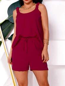 Women Two-Piece Outfits - Burgundy - View 1