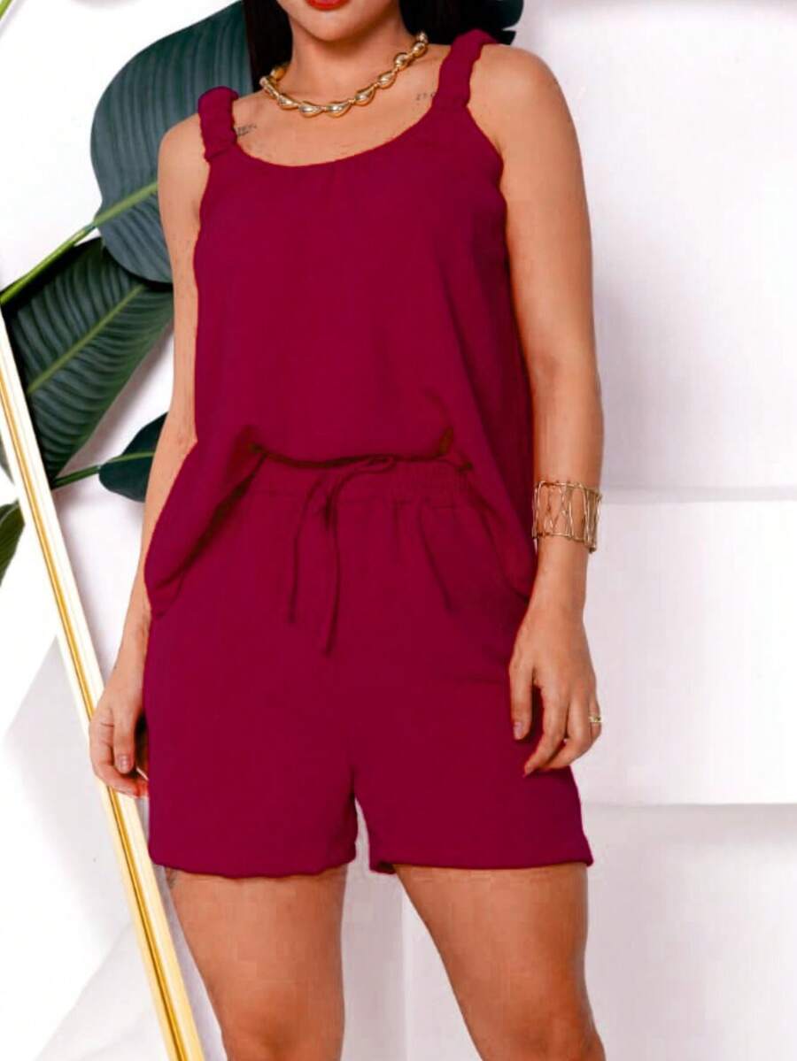 Women Two-Piece Outfits - Burgundy - View 1