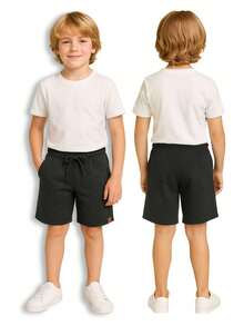 Set Of 3 Boys' Cotton Fleece Shorts With 2 Large Pockets - Gray/gray/gray - View 5
