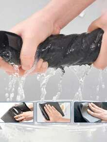 5片装免水魔法清洁湿巾，无需用水即可清洁镜子和其他物品，灰色玻璃清洁布。魔法清洁布，加厚无缝，适用于家庭、情人节、斋月、学校等各种场合。高吸水性玻璃清洁布，厨房必备用品（颜色随机）。 - 方形 - 查看 5