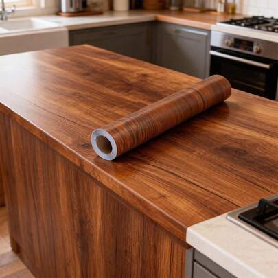 Wood Grain Contact Paper Brown Wooden Wallpaper Self-Adhesive Removable Vinyl Film Easy To Apply For Furniture Kitchen Cabinets