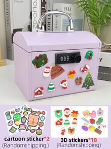 1pc Electronic Lock Safe Box With Password, Size: 7 X 5.5 X 5.1 Inches, Can Be Used As Cash Box For Convenient Saving, 3 Color Options, Fun Gift, Password Gift Box, Comes With 3D Stickers, Safe Budget And Saving Solution - Multicolor - View 14