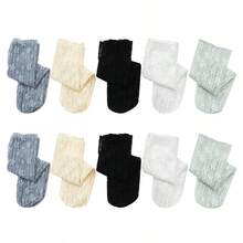 1/5/10双装 女士性感蕾丝花卉时尚超薄透明夏季日系镂空网眼短袜，复古长筒可爱袜子 - 彩色 - 查看 14