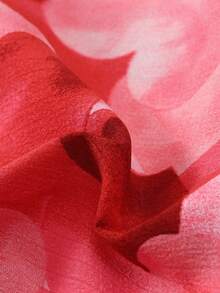 爱心印花女士短袖长裤睡衣套装 - 紅色 - 查看 7