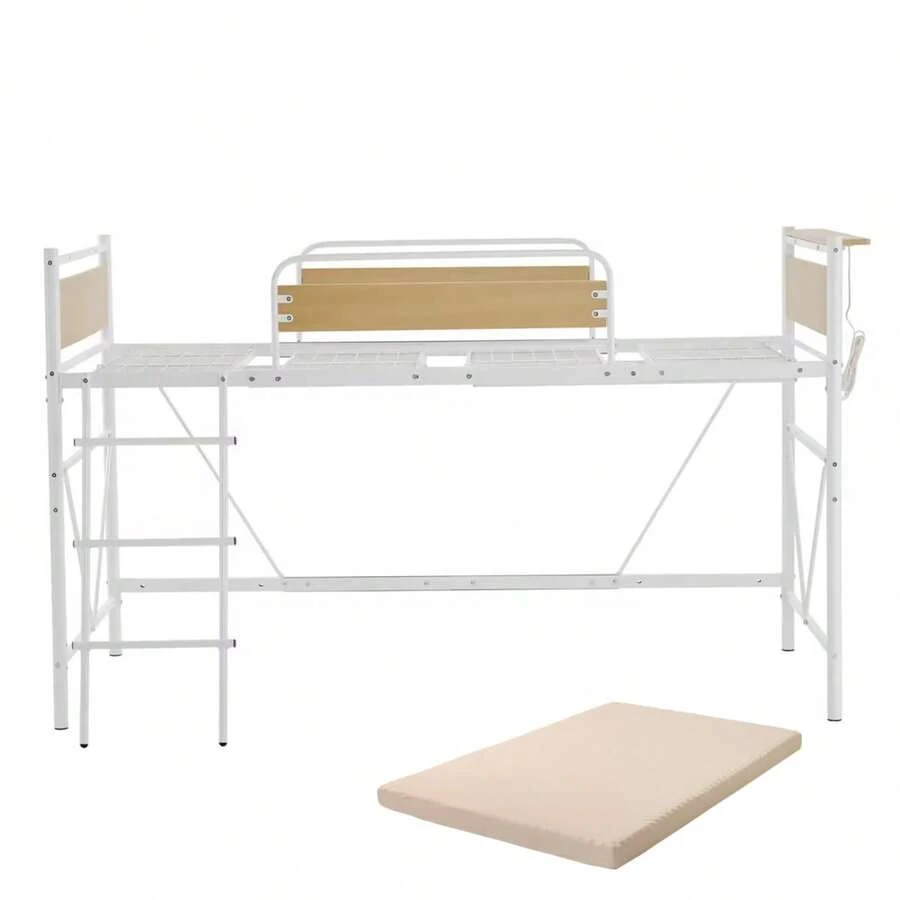 【マットレス付き】ロフトベッド パイプベッド シングル 耐荷重150kg 高さ125cm システムベッド ロータイプ ミドルタイプ  収納 北欧風 大人 一人暮らし ハンガーポール4本付属 送料無料 スチール 耐震 ベッド - 1 - チェックする 1