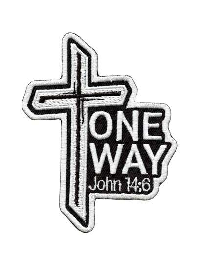 1 قطعة رقعة مطرزة بآية من الكتاب المقدس "أنا هو الطريق والحق والحياة" يوحنا 14:6 للكي على الملابس