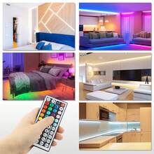RGB LED灯带，配备44键遥控器，可同步变色，亮度极佳 - USB供电，1米至40米可选长度，适用于卧室、厨房、电视、节日（圣诞节、万圣节、生日）、家居照明，营造炫目的灯光效果。 - RGB - 查看 6