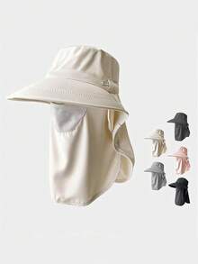 女士夏季遮阳帽，带面罩和颈部遮盖，户外防晒宽檐遮阳帽 - 遮陽帽 - 查看 5