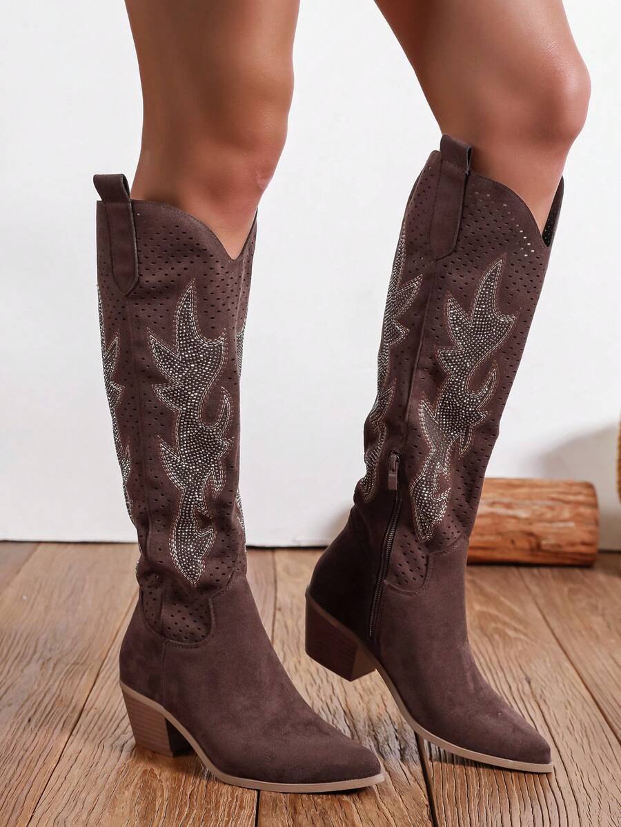 Fashionable Women's Western Boots For Spring And Summer - Brown - View 1