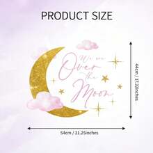 Over The Moon Baby Shower Decorations - We Are Over The Moon Sign Decal Banner Sticker For Balloon Arch Backdrop, Space Moons Themed Birthday Party, Nuatral Gender Reveal Girl Or Boy Baby Shower Decor - 欣喜若狂 - Pink - 查看 3