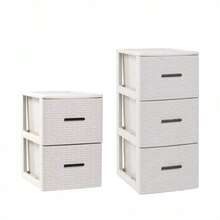 ZYLX SHOPPING - Cajonera Efecto Ratán 2 o 3 Cajones | Color Blanca, Marrón o Antracito | Organizador Estrecho Baño Dormitorio - Blanco - Ver 4
