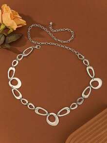 Cadena de cintura de disco de metal redondo de moda europea y americana, cadena corporal elegante para vestidos y batas, cadena de cintura creativa geométrica - Dorado - Ver 6
