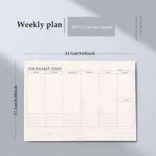 40页周计划笔记本，月计划本，周计划表，可撕页计划本，易于使用的工作计划日志 - 長方形 - 查看 6