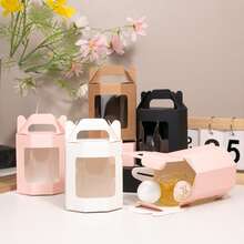 12pcs Small Octagonal Transparent Display Box, White/Pink Optional, Foldable Gift Box With Viewing Window For Glassware, Candles, Dried Flowers, Retail Packaging For Holiday, Birthday, Party - Showcase Box - View 10
