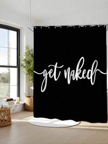 1/4 Pieces Set Black Printed Bathroom Shower Curtain, Non-Slip Bath Mat Rug, U-Shaped Toilet Cover, Bathtub Curtain, 71"X71", With 12 Hooks, Bathroom Decor Fall Decor Bathroom Accessories Back To School - Multicolor - View 9