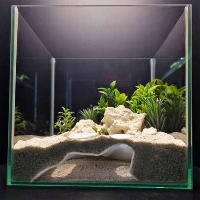 3D Printed Aquarium Sunken Cave Basement | Small Fish & Shrimp Hideaway, Tank Landscape Decoration