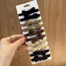5pcs/Set Fashion High Elasticity Bowknot Headbands, Women's Daily Commute Hair Accessories, Made Of Polyester Fiber, High Elastic Rubber Hair Ties Won't Damage Hair - Multicolor - View 6