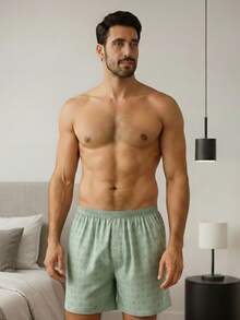 Men's  Canção Underwear Pajamas Adult Sleep Shorts - Green - View 1