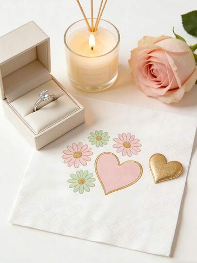 50/20/1pcs Set Thick Absorbent Disposable Napkins, Disposable Tableware, Suitable For Valentine's Day, Wedding Banquet, Bridesmaid Favors, Essential For Home, Restaurant And Kitchen