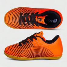 bobibu Tênis Chuteira Futsal Infantil Reforçado E Costurado Futebol Laranja E Preto - Laranja - Visão 3