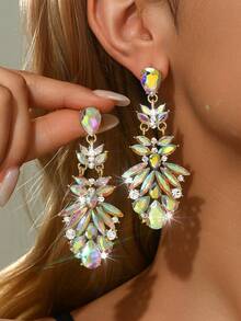 Mẫu mới năm 2026: 1 đôi bông tai đính đá pha lê lấp lánh sang trọng, màu chuyển sắc, rất phù hợp cho phụ nữ đeo hàng ngày, đi nghỉ mát, dự tiệc, tiệc cưới, hẹn hò, tiệc tùng. - Bông tai MS420 - Xem 4