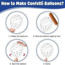 10英寸蓝银色金属珍珠气球，搭配蓝色、银色和银色星星亮片纸气球，并附有丝带，适合毕业典礼、生日、婴儿派对和其他场合。 - A-1 - 查看 7