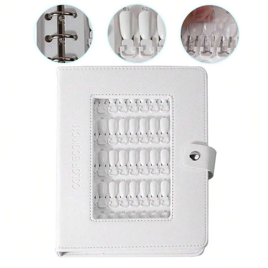 Album trưng bày bảng màu sơn móng tay, bảng màu trắng và trong suốt có thể tháo rời, bảng so sánh màu sơn móng tay dùng trong salon, album trưng bày nghệ thuật làm móng di động kèm chỉ báo màu.