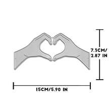 创意心形手势模具，DIY剪贴簿相册和压花模板，贺卡制作工具，卡片纸切割工艺品，礼品卡制作模板模切。 - 銀色 - 查看 7