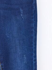 Pantalón Ajustado Negro de Talle Alto: Silueta Ceñida y Botonadura Frontal Decorativa, Denim Elástico para un Ajuste Cómodo. - Azul H2VA15 - Ver 9