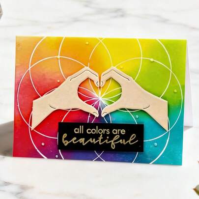 创意心形手势模具，DIY剪贴簿相册和压花模板，贺卡制作工具，卡片纸切割工艺品，礼品卡制作模板模切。