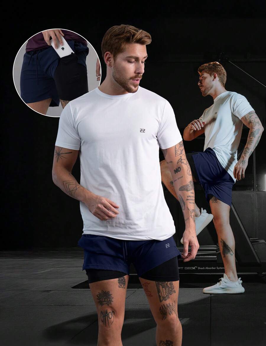 Logo Compression Shorts - Navy Blue - View 1