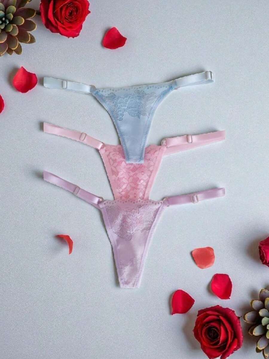 Tangas colores pastel 3 piezas ajustable de los lados - Multicolor - Ver 1