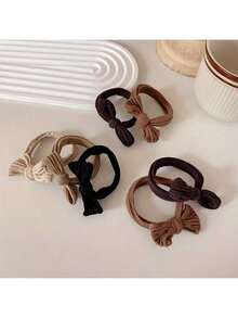 20pcs Milk Coffee Brown Bowknot Hair Bands - Multifunctional High Elastic Hair Ties, Sweet Knot Design [OPP Bag Packaging, No Card] Ponytail Holders Hair Rubber Bands Scrunchies Hair Rope Beauty Home Hair Accessories - Multicolor - View 3