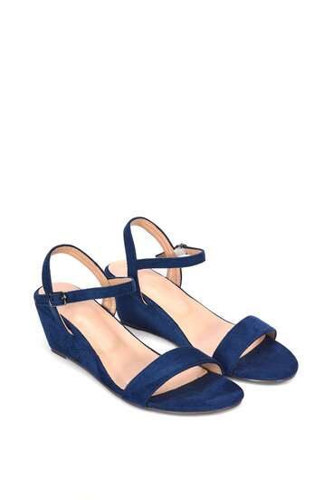 XY LONDON Alissa Women's Wedge Heel Sandals, Open Toe, Ankle Strap, Adjustable Buckle Fastening, Navy, Black, Gold, Silver, Spring/Summer, Vacation