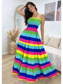 July Strapless Tropical Dress In Various Prints, 2025 Collection - 彩色 - 查看 3